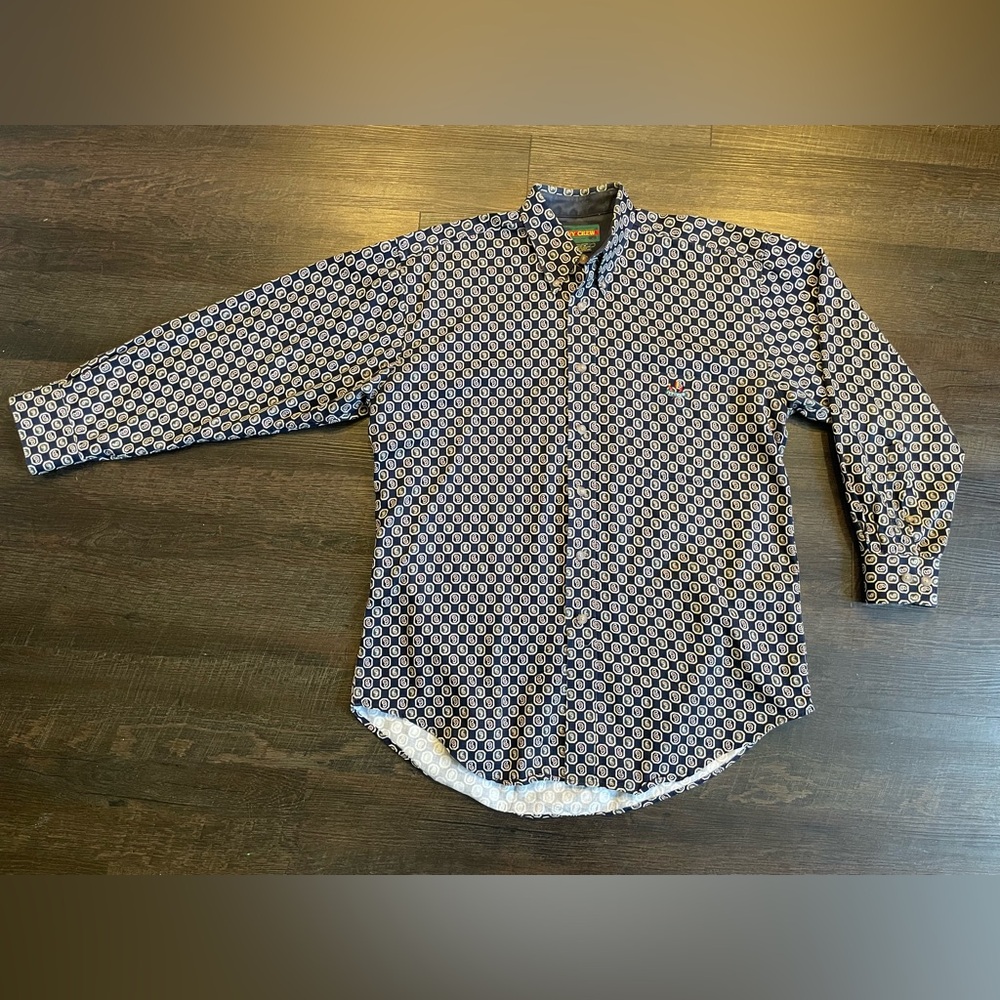 Ivy Crew Shirt Mens Size Medium All‎ Over Paisley Logo Button Down Heavy Cotton